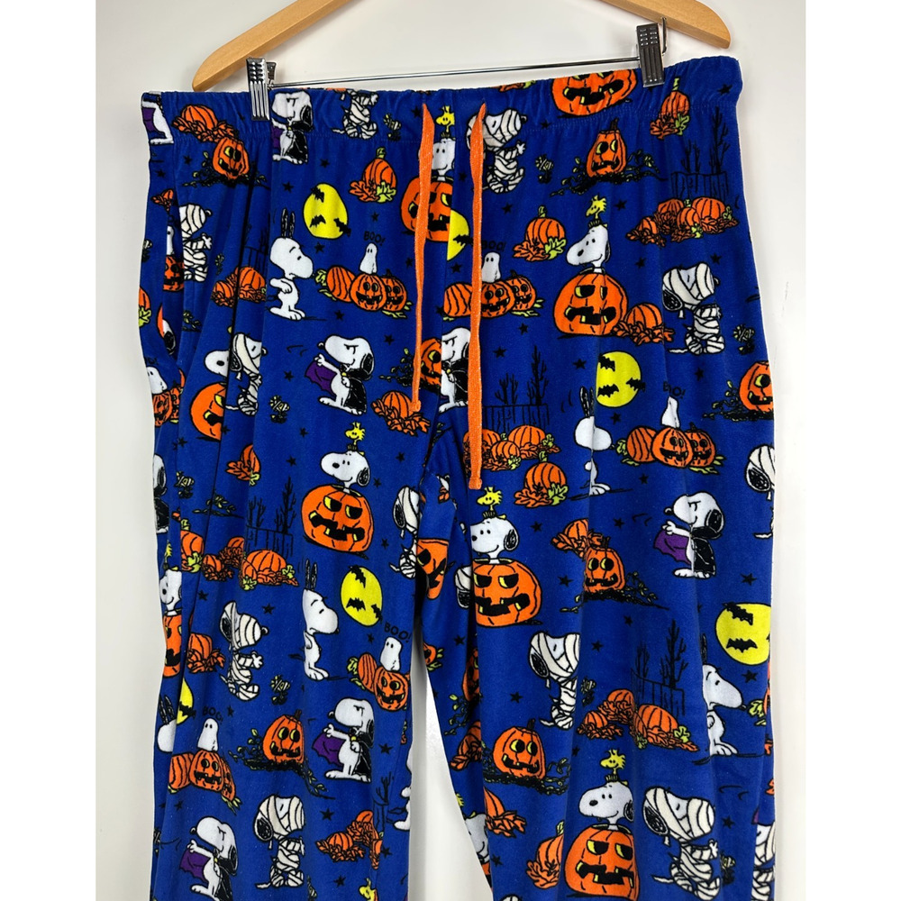 Snoopy Peanuts Pajama Pants Halloween Pumpkin Jogger Plush Pj Sleep Women's XL - Picture 4 of 12
